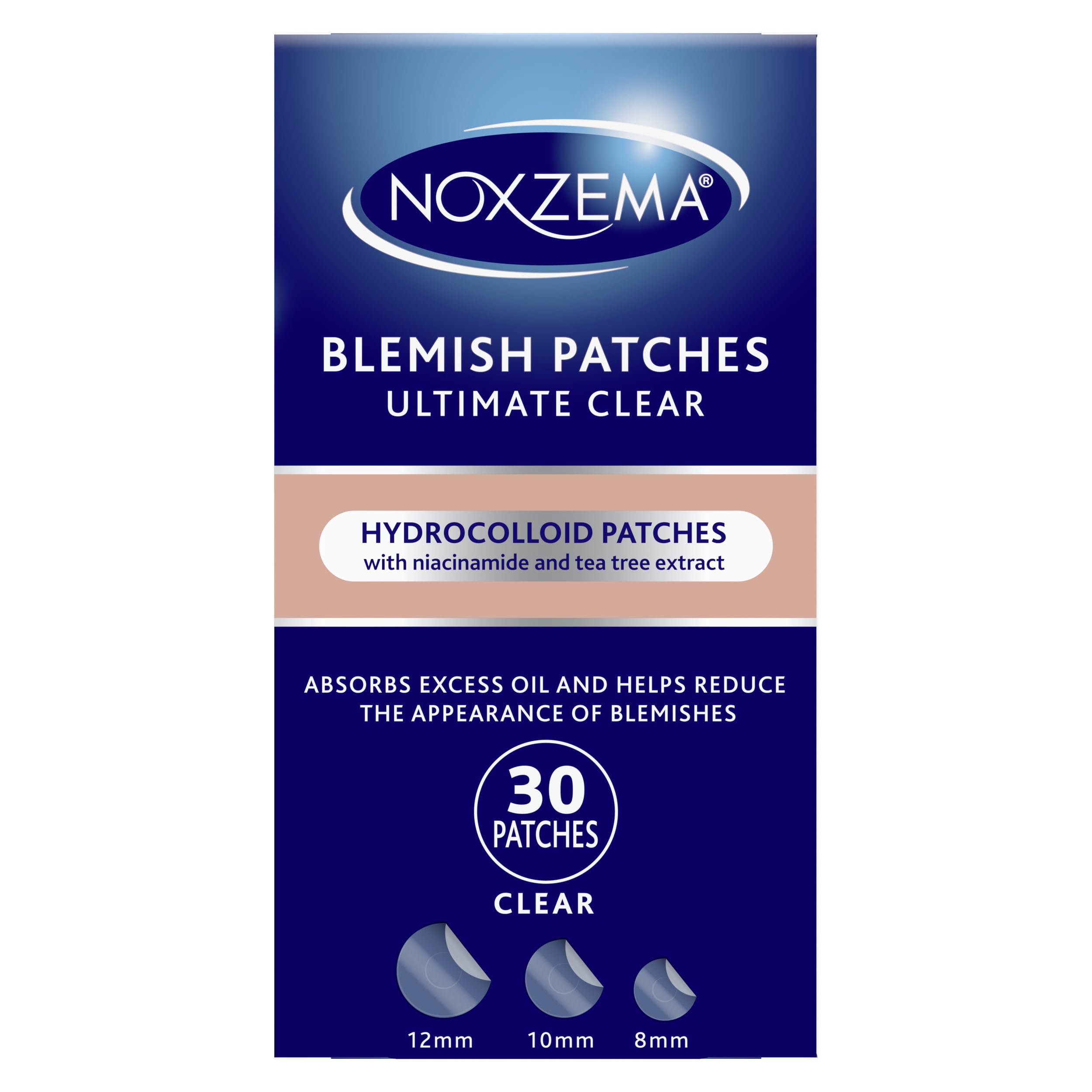Noxzema Hydrocolloid Pimple Patches with Niacinamide & Tea Tree Extract, Acne Treatment for Face Blemishes, Absorbs Oil & Reduces Breakouts, Dermatologist Tested, 30 Count
