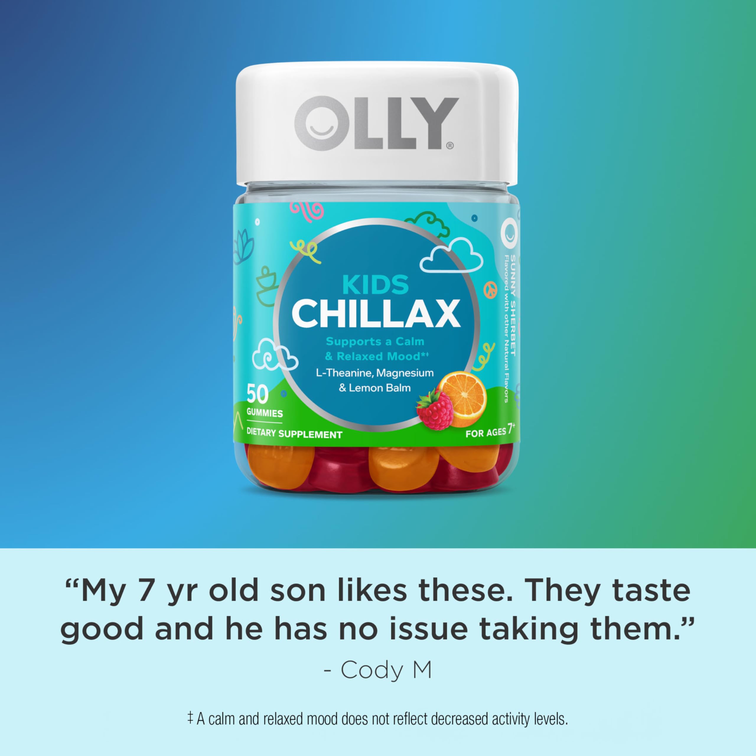 OLLY Kids Chillax, for a Calm and Relaxed Mood,* Magnesium - 50 Count