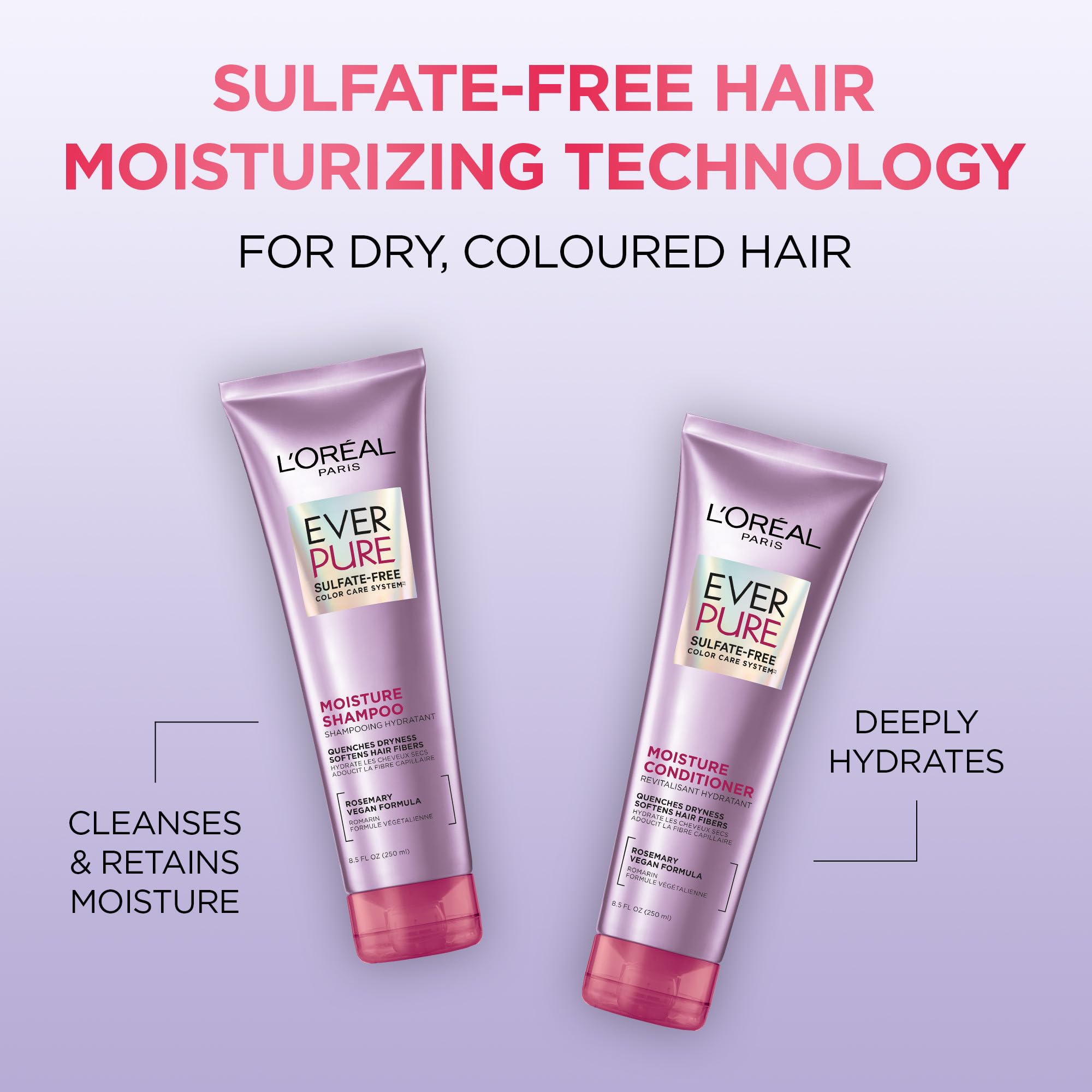 Buy now L’Oréal Paris Moisture Sulfate Free Shampoo, Hair Care for Color-Treated Hair with Rosemary Botanicals, EverPure, 8.5 Fl Oz at indiglob india