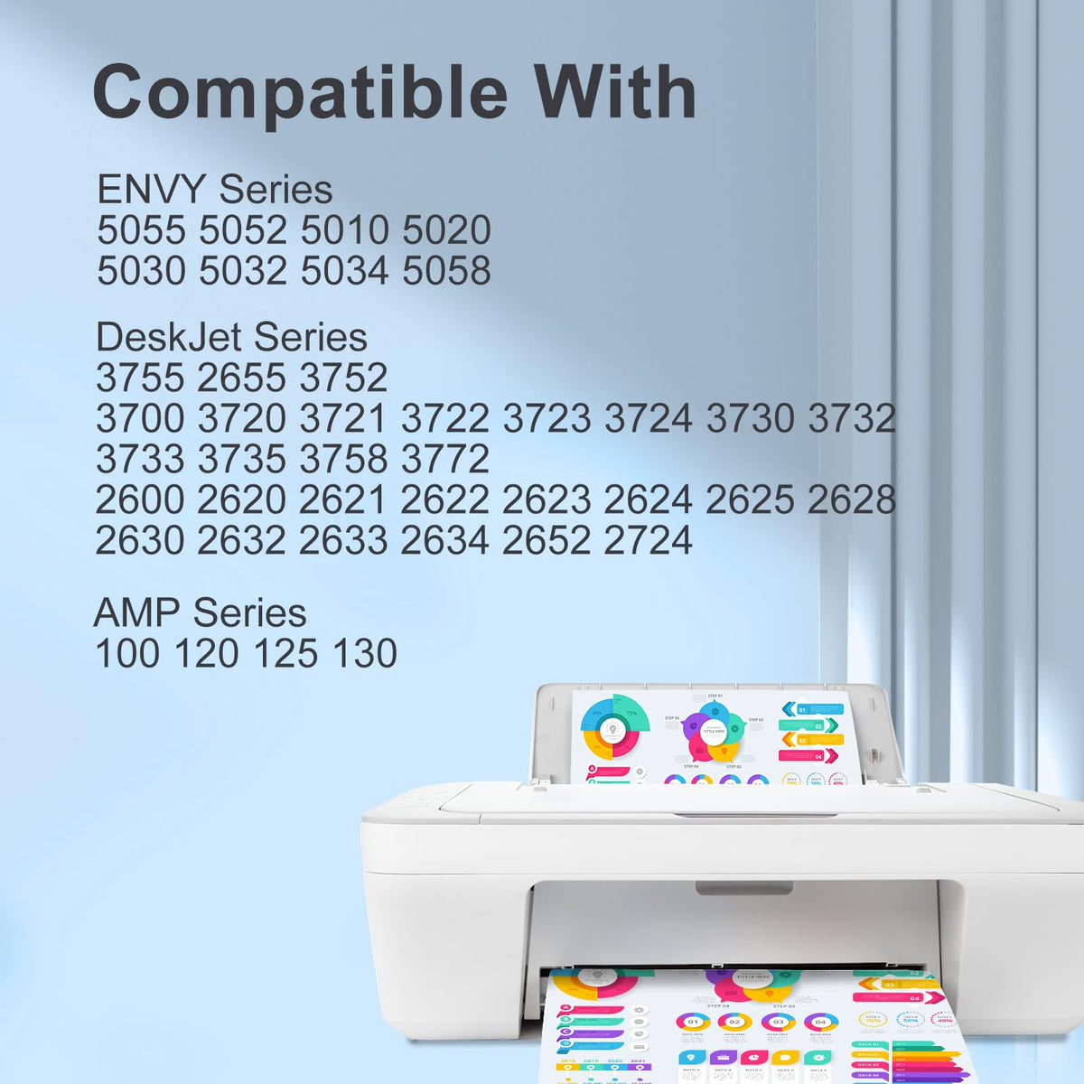 TEINO 65XL 65 Ink Cartridges Black/Color Combo Pack Replaced for HP Ink 65