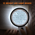 Handheld Magnifying Glass with Light Double-Layer Glass Lens for Reading