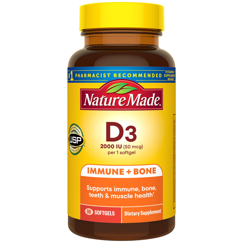 Nature Made Vitamin D3 2000 IU Liquid Softgels 90 ea (Pack of 3)