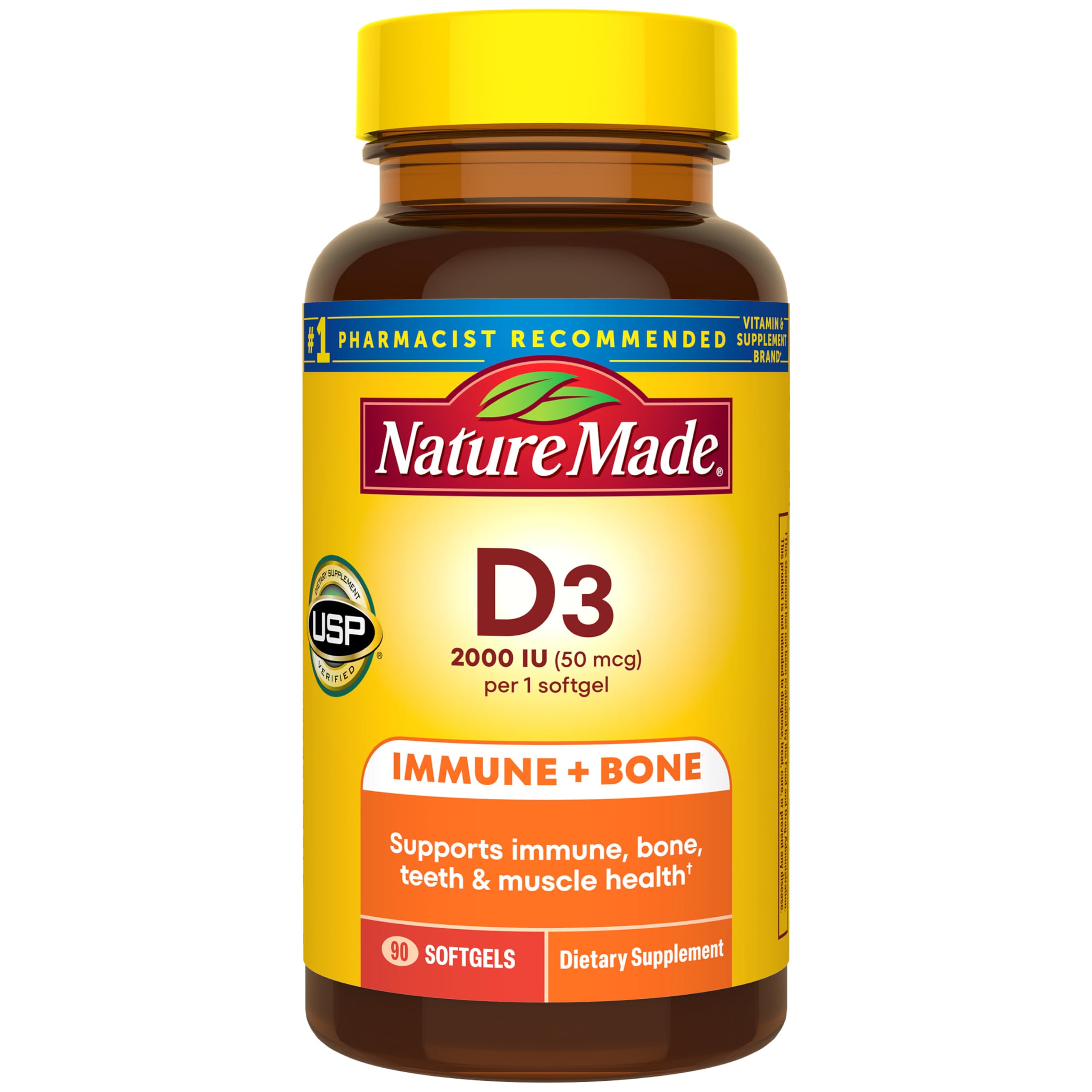 Nature Made Vitamin D3 2000 IU Liquid Softgels 90 ea (Pack of 3)