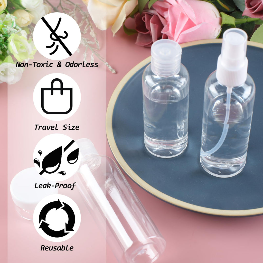 Ninsula 8Pcs Travel Bottles Set, TSA Approved Travel Size Toiletries, Reusable Leak Proof Cosmetic Containers for Shampoo, Conditioner, Cream -Women Men Travel Essentials