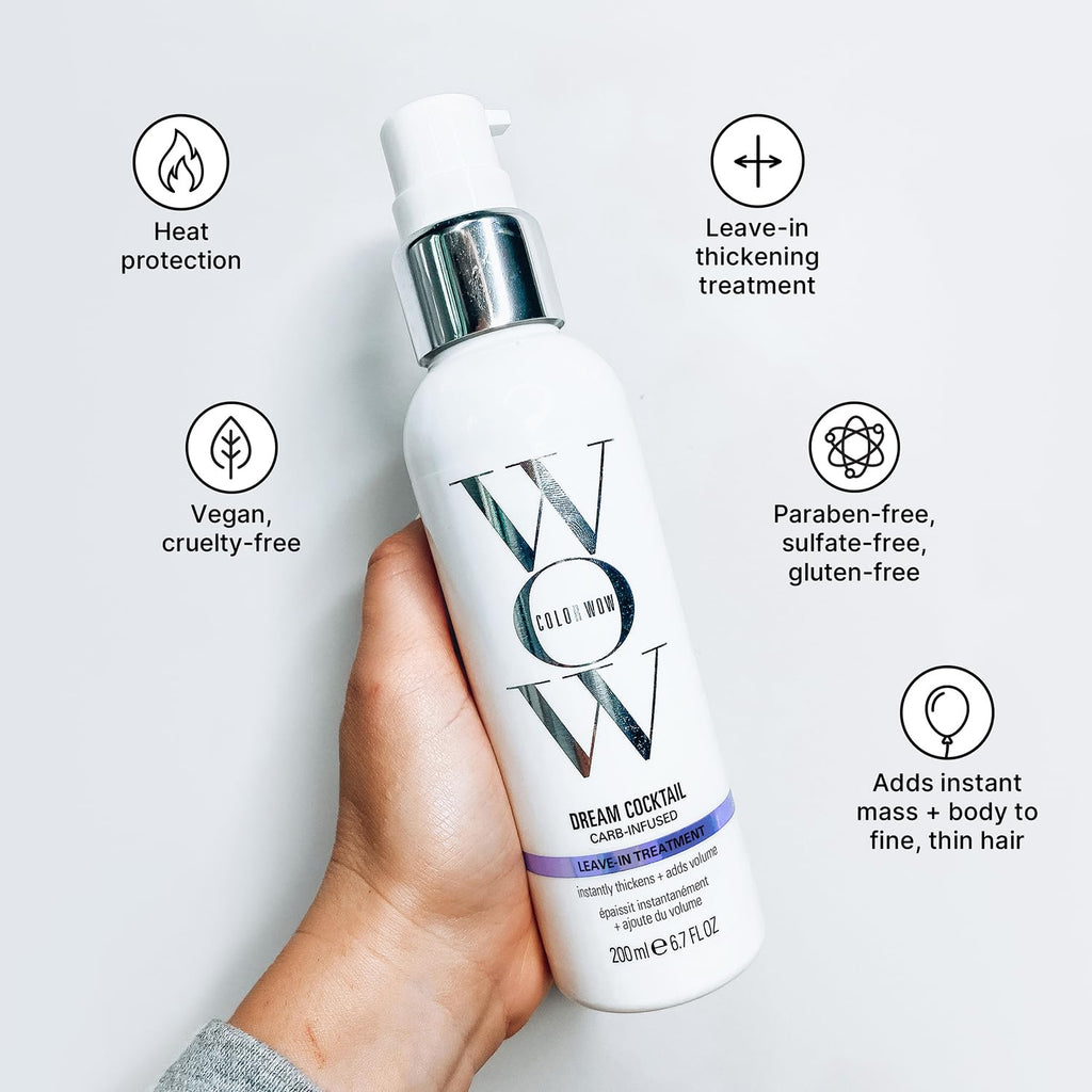 COLOR WOW Dream Cocktail Carb – Carb Infused Thickening Leave-In Treatment | Carb-infused leave-in treatment for thin, flat, limp hair. Transforms strands to thick and full with heat protection.