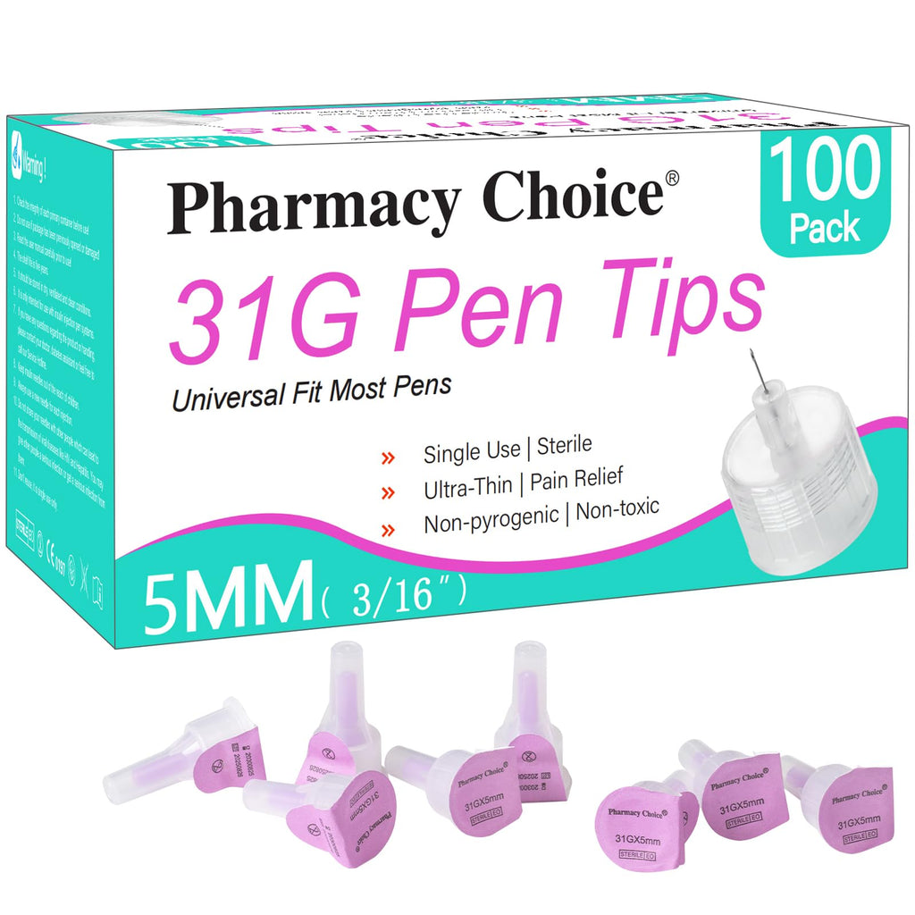 31G x 5mm(3/16") Pen Tips ，Universal Fit, Sterile，Ultra-Thin Wall Technology. Comfortable and Precise，100 Count