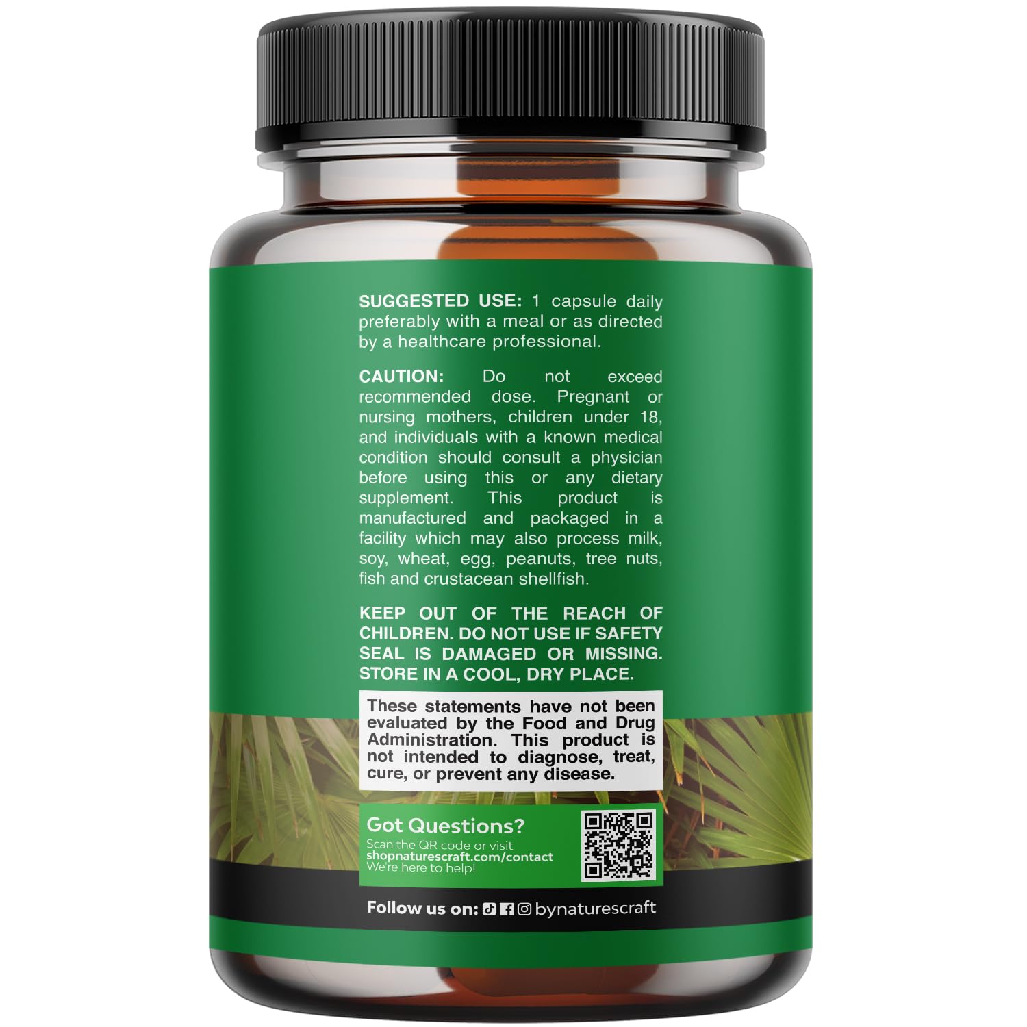 Saw Palmetto for Men Prostate Support - 500mg per Serving - 100 Capsules | Prostate Health Supplement for Men - Herbal Supplement for Urinary Support - Healthy Hair Support - Non-GMO - 100 Servings