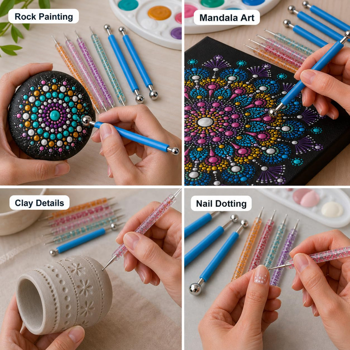 Dearmud 8-Piece Dotting Tools, Ball Stylus Set for Painting, Clay, Nail Art