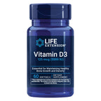 Life Extension Vitamin D3 125 mcg (5000 IU), Bone Health, Brain Performance, Immune System Support, Gluten-Free, Non-GMO, Once Daily, Two-Month Supply, 60 Softgels (Pack of 2)
