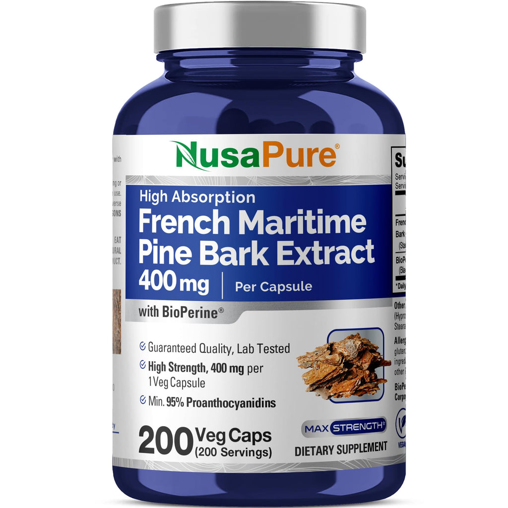 French Maritime Pine Bark, Vegan, 400mg, 200 Veggie Caps - 200 Servings