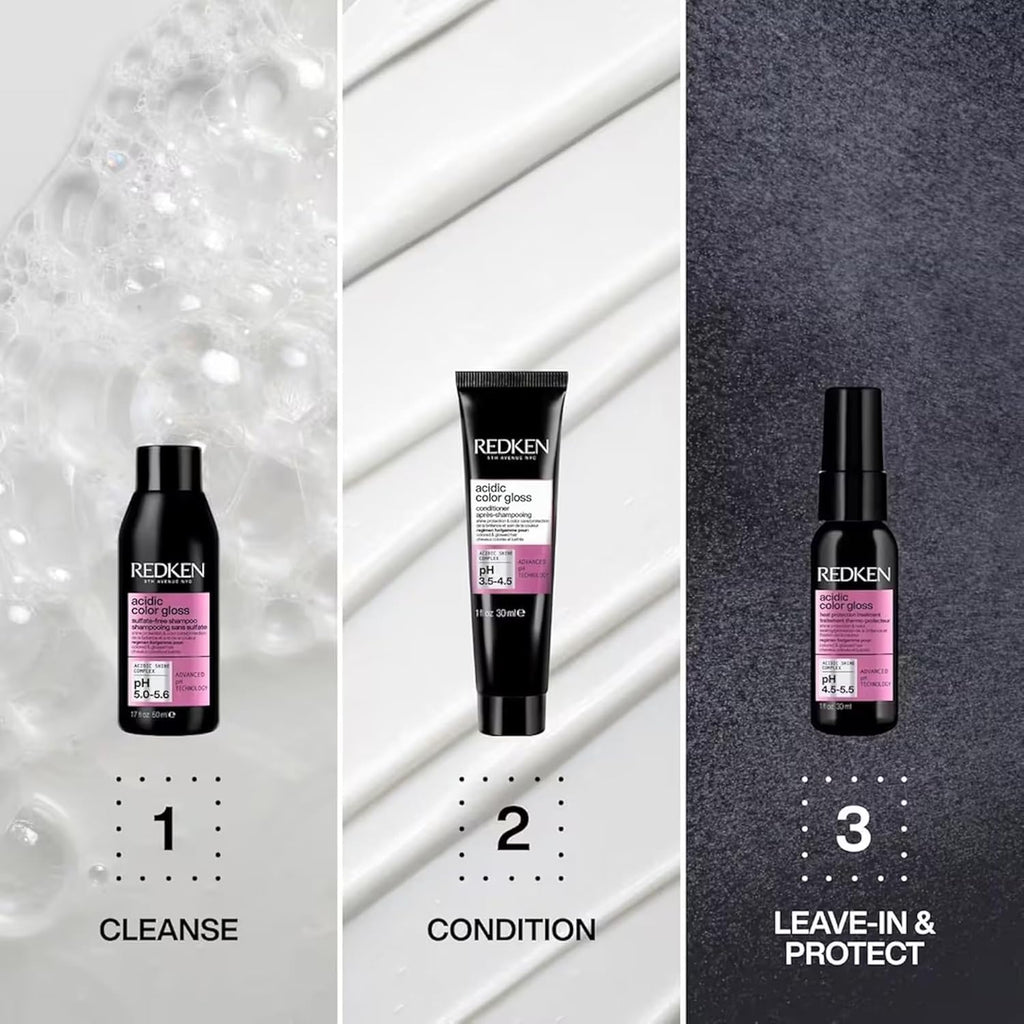 Redken Acidic Color Gloss Shine Mini Kit – Shampoo, Conditioner, Leave In