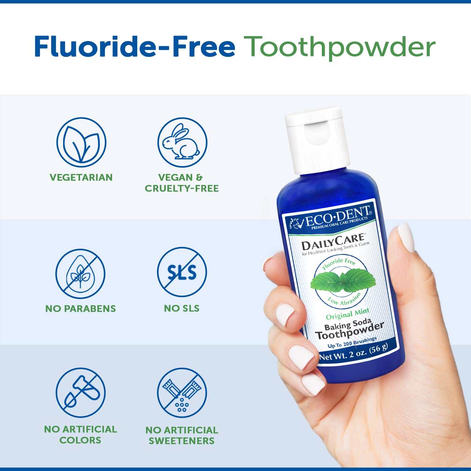 Buy now Eco-Dent DailyCare Baking Soda Toothpowder, Original Mint - SLS & Fluoride-Free Toothpaste Powder with Minerals & Essential Oils, Toothpaste Alternative + DailyRinse Single-Use Pack at indiglob india