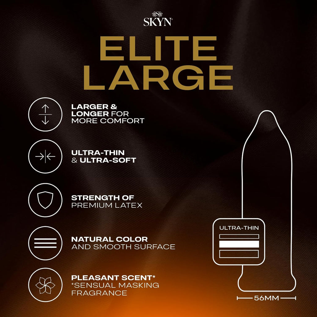 Buy now SKYN Elite Large Non-Latex Lubricated Condoms, 12 Count, Comfortable and Smooth Lubricated Condoms, Triple Tested (Pack of 1) at indiglob india