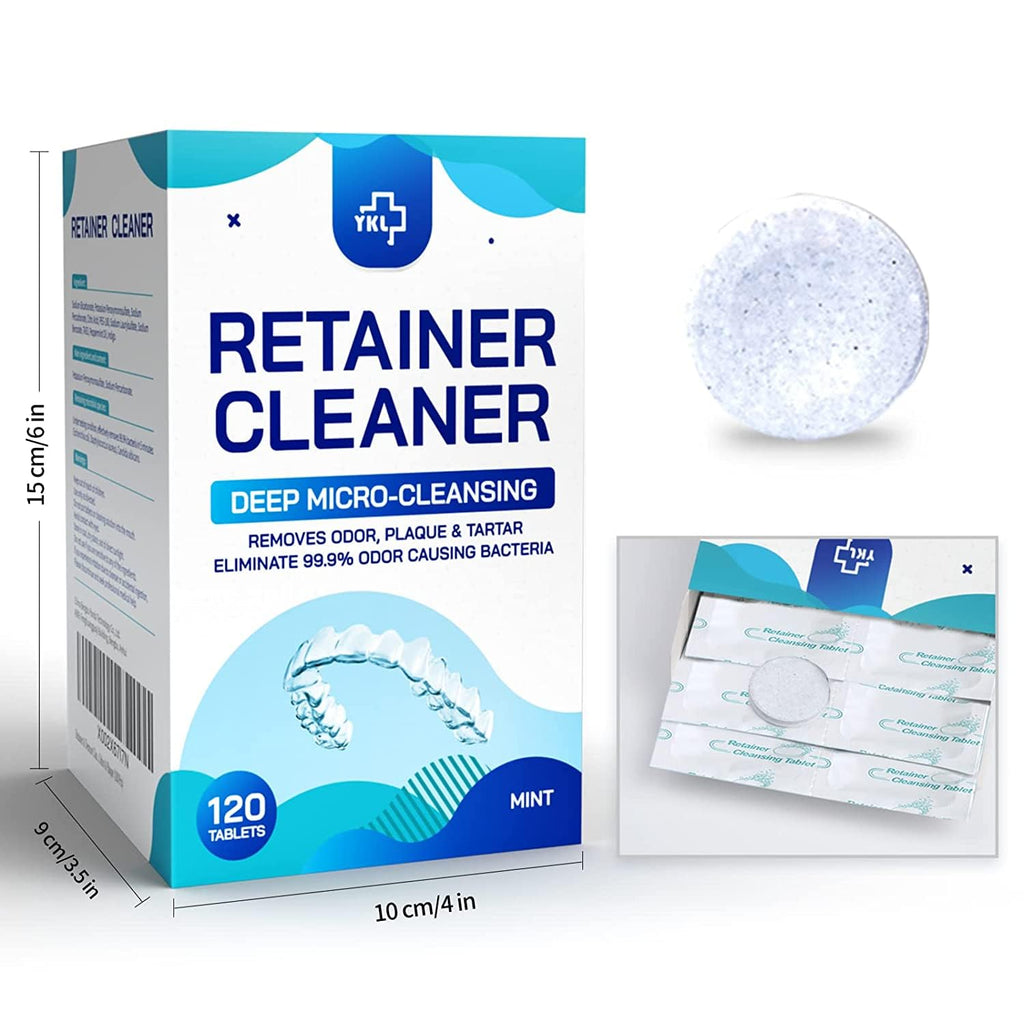 Buy now Retainer & Denture Cleaner Tablets - 4 Months Supply (120 pcs) Dental Retainers for Aligner - Mouth & Night Guards - False Teeth Whitening - Removes Odor & Plaque (120 Pcs) at indiglob india