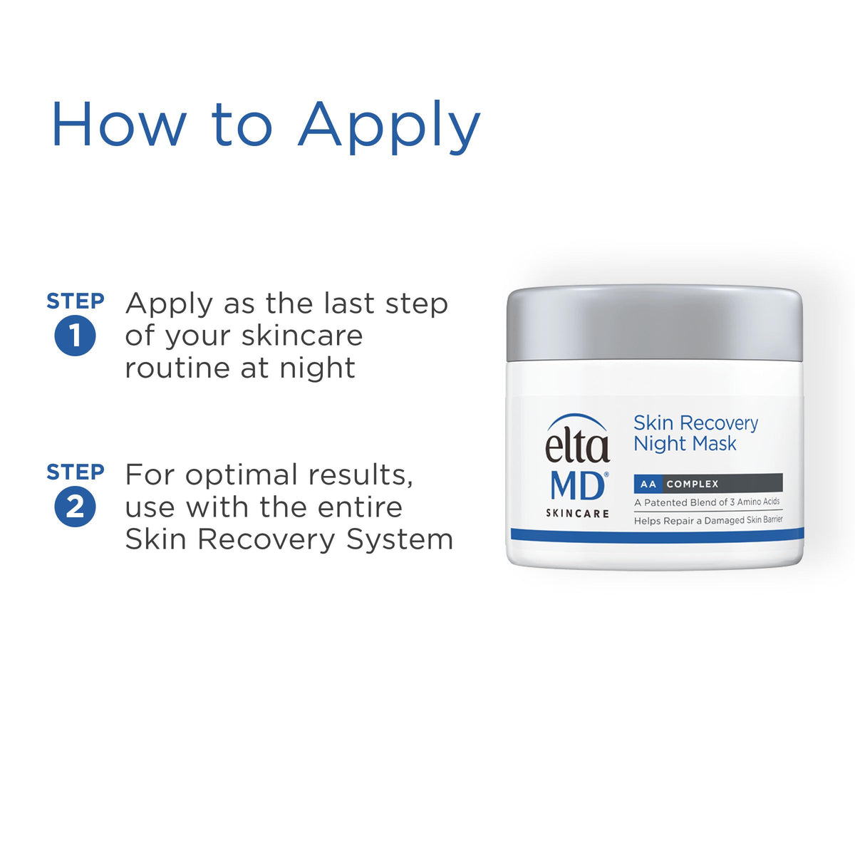 EltaMD Skin Recovery Overnight Face Mask, Moisturizing Night Cream, 1.7 oz
