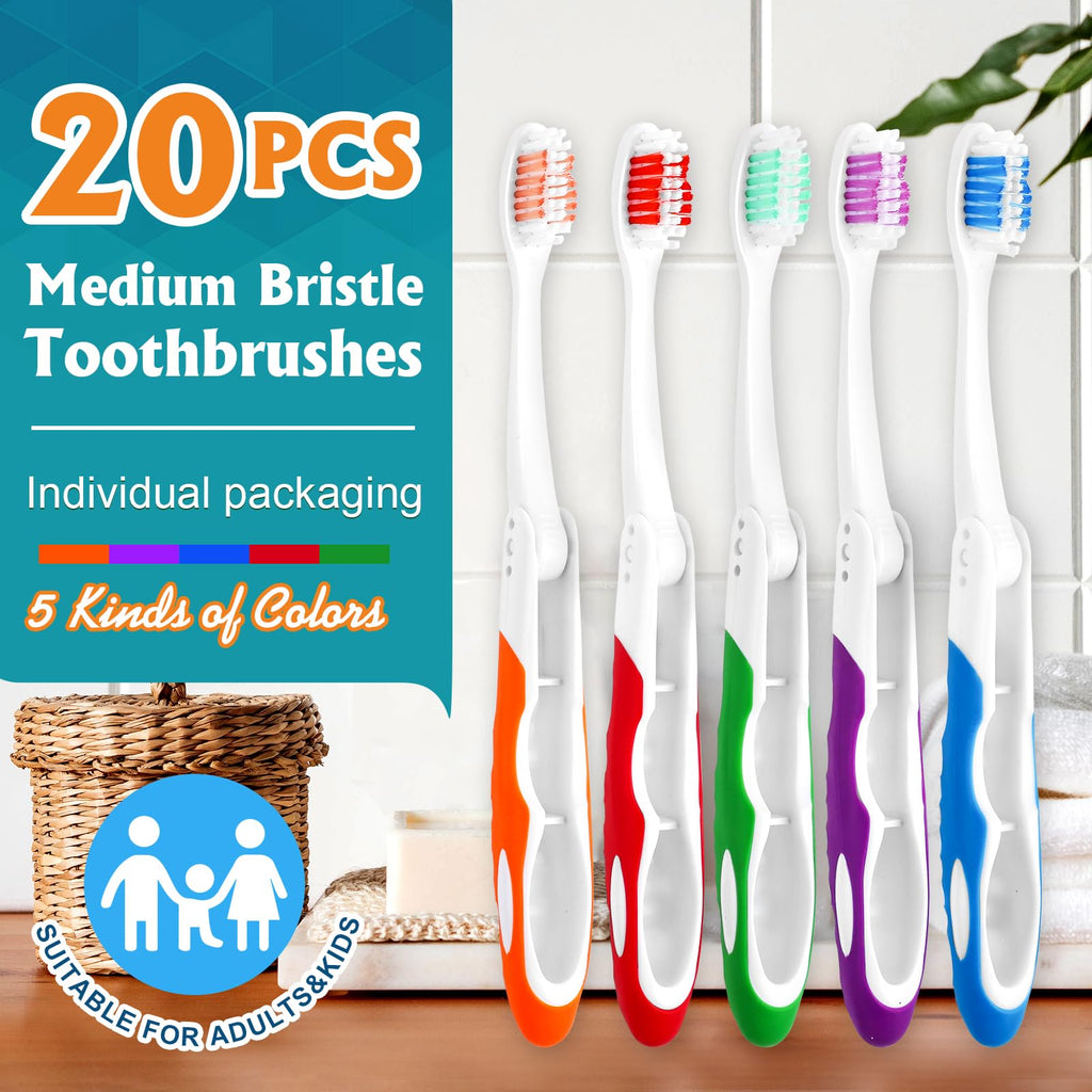 Navona 20 PCS Travel Toothbrush Set, Travel Size Folding Toothbrush