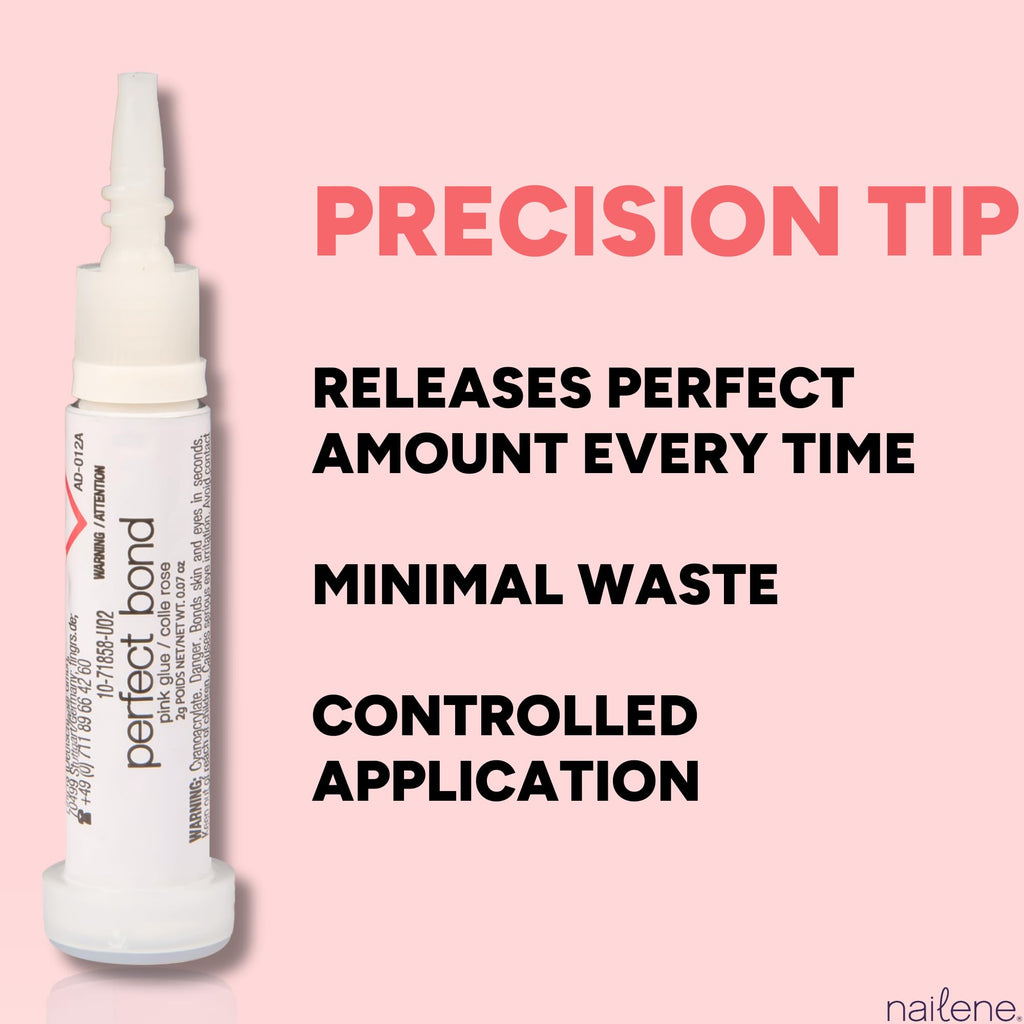 Nailene Perfect Bond Pink Glue, Strong Adhesive for Press On Nails, 2PK | Fast-drying, salon-quality bond. Perfect for artificial nail application, nail tips, and natural nail repairs. Lasts 7 days.