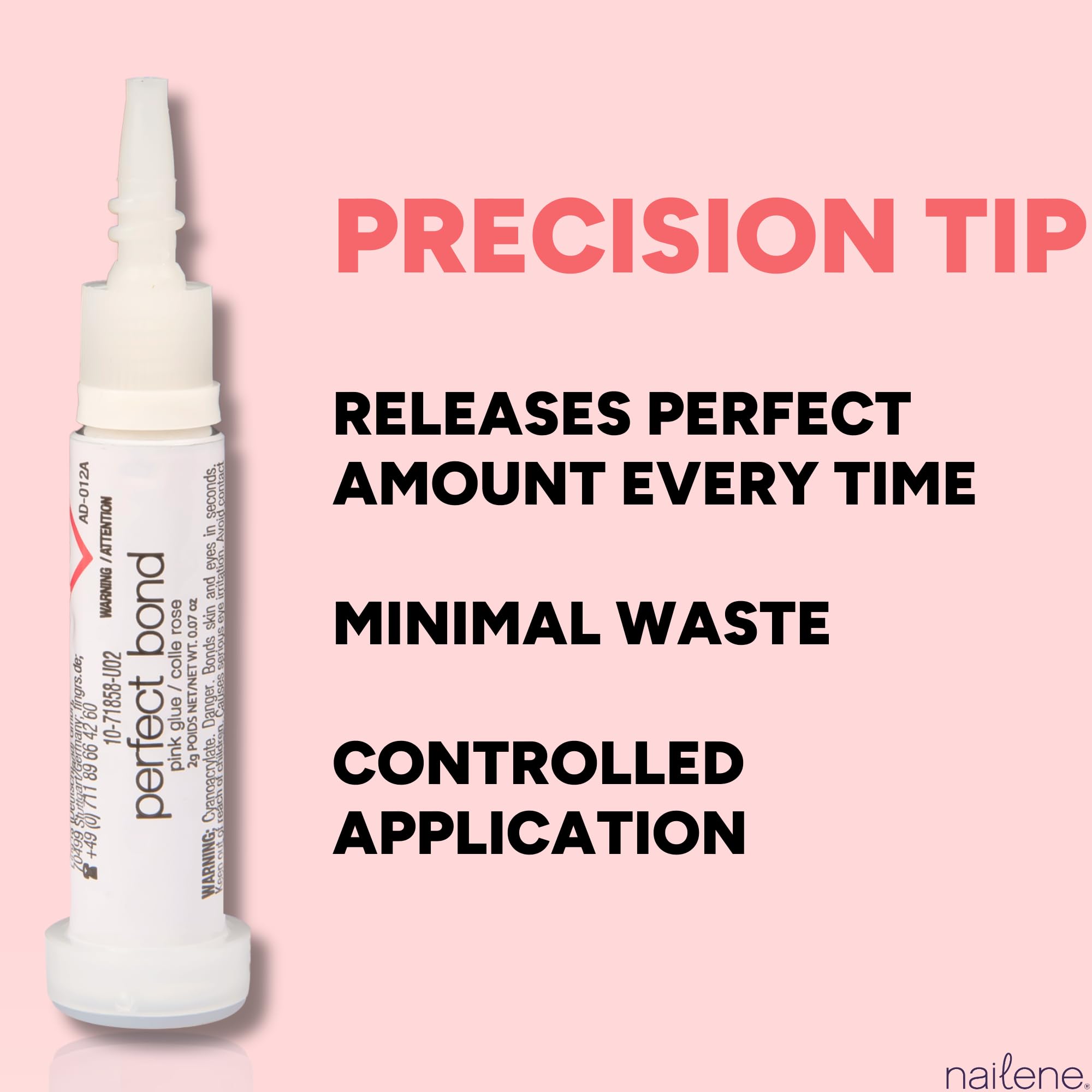Nailene Perfect Bond Pink Glue, Strong Adhesive for Press On Nails, 2PK | Fast-drying, salon-quality bond. Perfect for artificial nail application, nail tips, and natural nail repairs. Lasts 7 days.