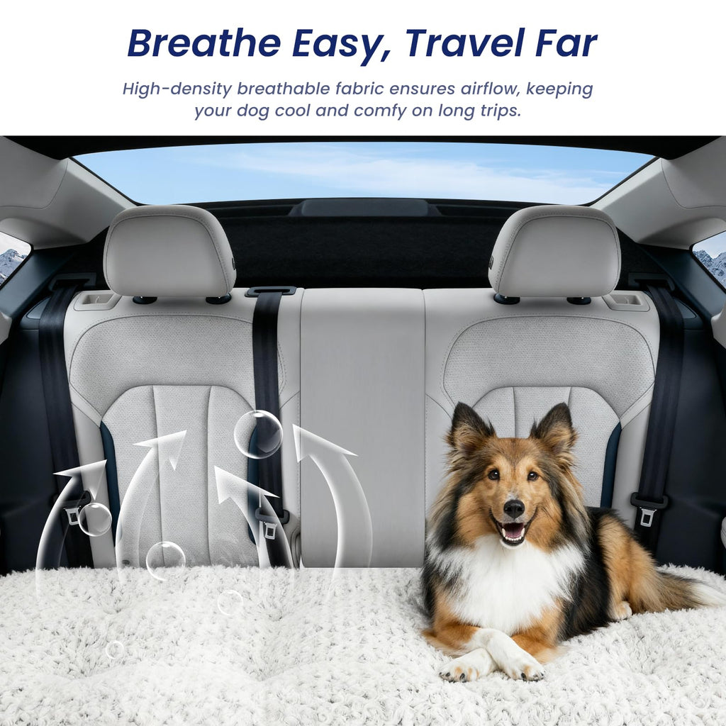 3.5" Thick Plush Dog Bed Mat for Car Back Seat, Non-Slip Pet Travel Bed