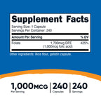 Nutricost Folic Acid (Vitamin B9) 1000 mcg, 240 Capsules