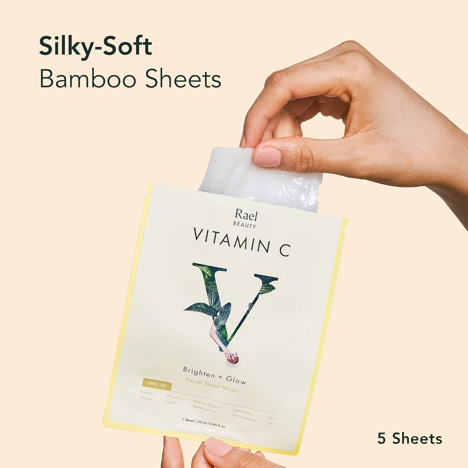 Buy now Rael Face Mask Skin Care, Vitamin C Face Masks - Bamboo Facial Sheet Mask, Korean Skincare, with Brightening Vitamin C Serum and Fruit Extracts, All Skin Types (Vitamin C, 5 Sheets) at indiglob india