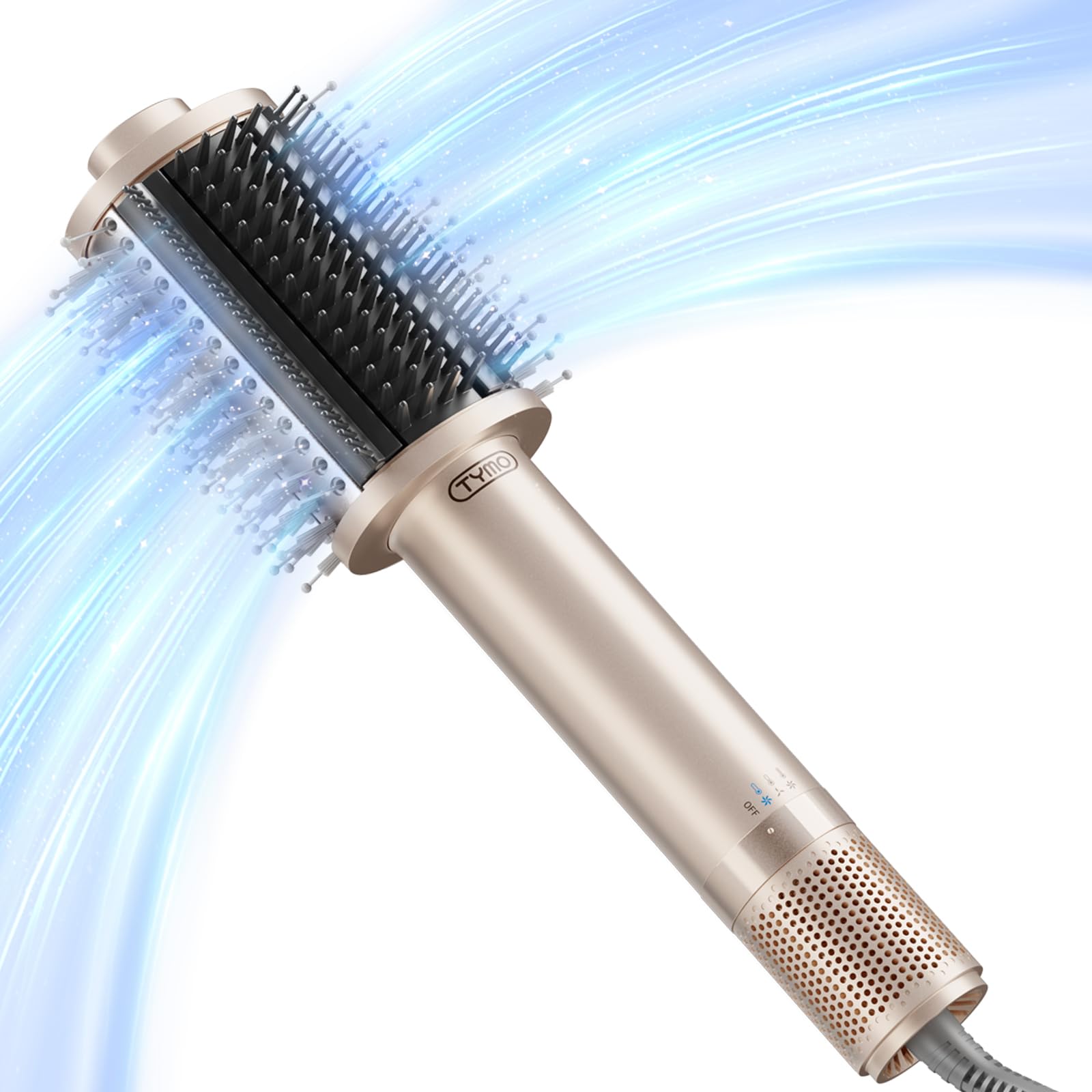 TYMO 4.0 Hair Blow Dryer Brush - Lightweight 3X Faster Drying 5-in-1 Ionic Blowout Hair Dryer Brush Adds Shine, Volume & Fullness for Smooth, Anti-Frizz Straight, Curl & Blowout Styles, Metal Grey