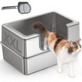 Non-Stick Entirely Stainless Steel Litter Box Splash-Proof & Leak-Proof