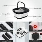 HOSPAN Collapsible Foot Spa, Foot Bath Massager with Heat, Bubble & Massage | 8 Shiatsu Rollers, 95°F-118°F Temp Control, Red Light, Handle, Space-Saving Collapsible Design, for Stress Relief