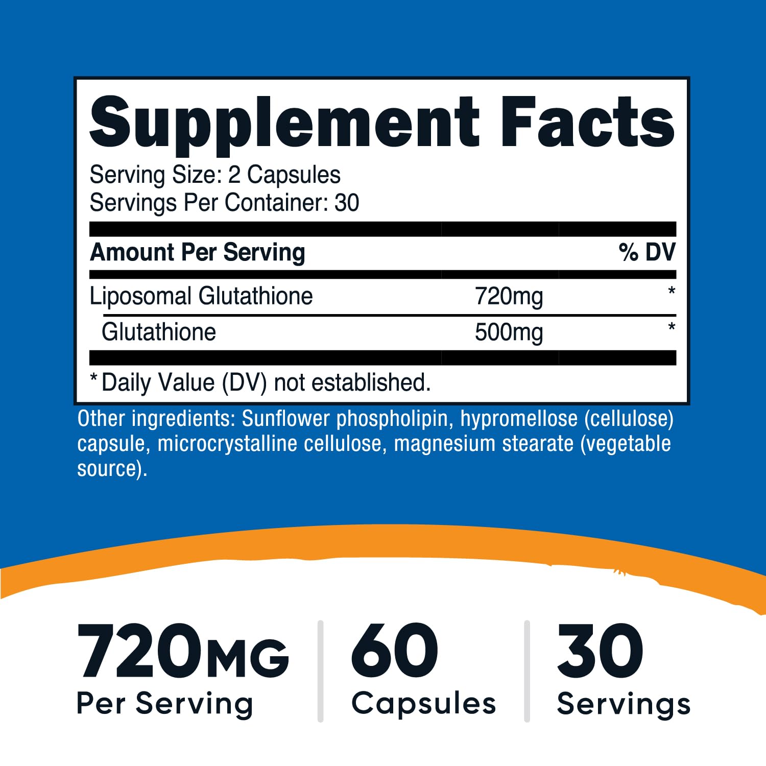 Nutricost Liposomal Glutathione Supplement 60 Capsules, 720mg Per Serving | Vegan, GMO-Free, 30 Servings