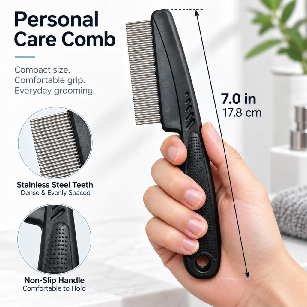 Yumflan 1.0mm Fine Tooth Stainless Steel Dandruff Comb