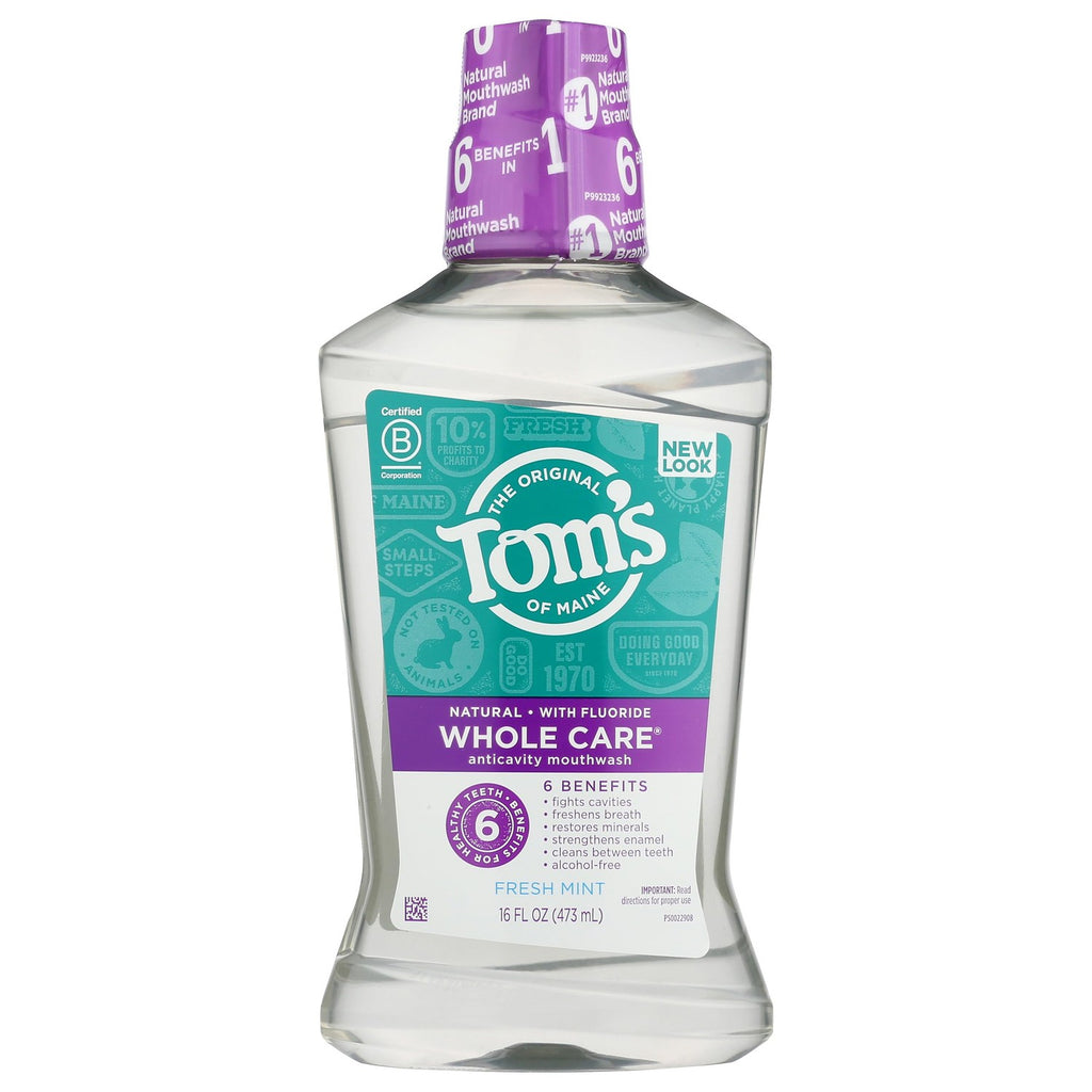 Tom's of Maine, Whole Care Natural Mouthwash - Fresh Mint, 16 Ounce