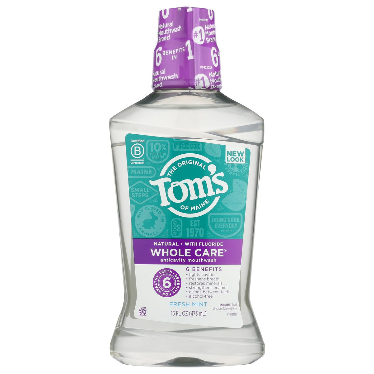 Tom's of Maine, Whole Care Natural Mouthwash - Fresh Mint, 16 Ounce