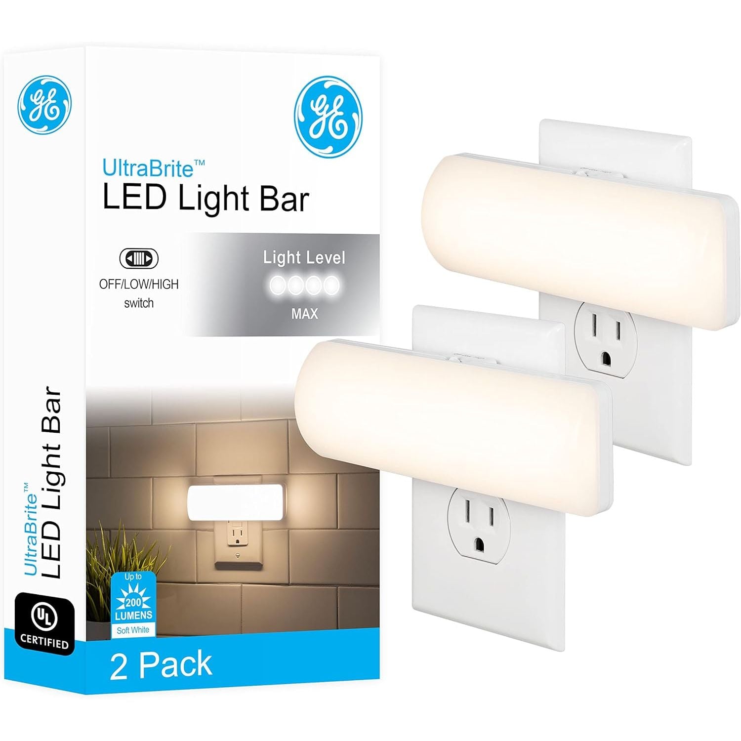 Buy now GE Ultrabrite LED Light Bar Night Lights Plug Into Wall Room Decor Ambient Lighting Dusk to Dawn Sensor Bright Nightlight, White, 100 Lumens, 2 Pack 2 Pack White 200 Lumens at indiglob india