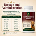 Canine Dewormer for Dogs (fenbendazole),for Treatment and Control of Tapeworms, Roundworms, Hookworms and Whipworms,100 Tablets, 100 mg per Tablet, Oral Tablets with Weight-Based Directions