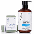 ProBliva Antifungal Body Wash Treatment Soap - Jock Itch, Ringworm, Back Acne, Tinea & Foot Odor – Skin Relief Cleanser Gel with Tea Tree Oil & Tolnaftate for Men and Women (with Brush Kit)