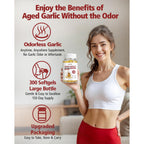 Odorless Aged Garlic Extract 10,000 mg - 300 Softgels, 2 Year Aged Garlic Supplements for Heart & Immune Support - Natural Antioxidant Supplement, Non-GMO, Gluten-Free, Vegan