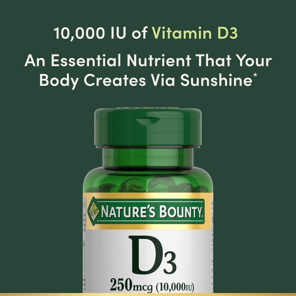Nature's Bounty Vitamin D for Immune Support, 72 Softgels | Vitamin D Provides Immune Support and Promotes Healthy Bones, 10000IU