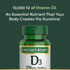 Nature's Bounty Vitamin D for Immune Support, 72 Softgels | Vitamin D Provides Immune Support and Promotes Healthy Bones, 10000IU
