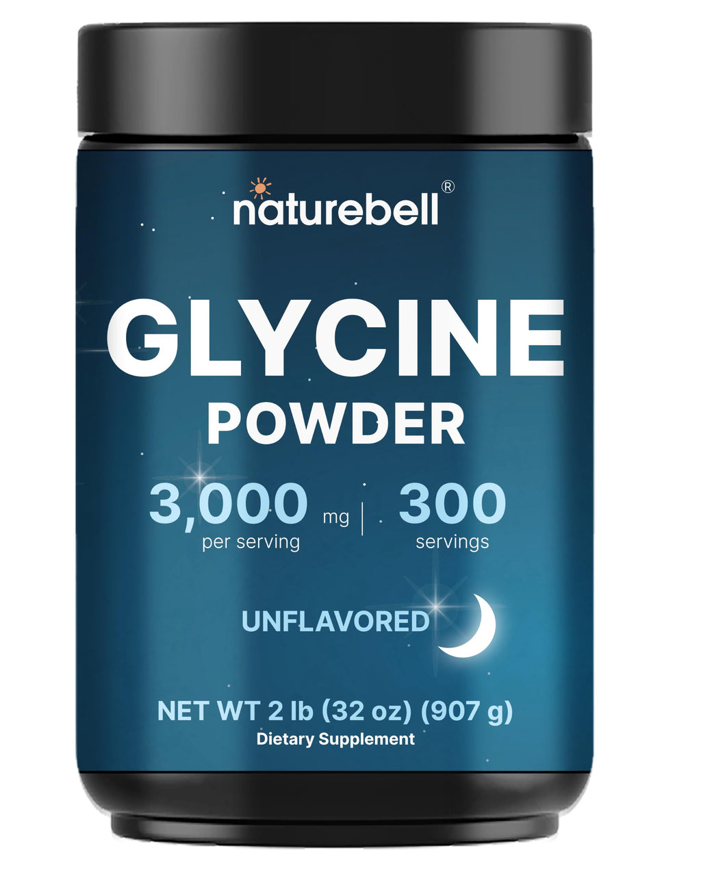 Glycine Powder, 300 Servings (2 lb) – 3,000 mg Free-Form Glycine Per Serving – Unflavored Pure Powder – Non-GMO, cGMP Manufactured