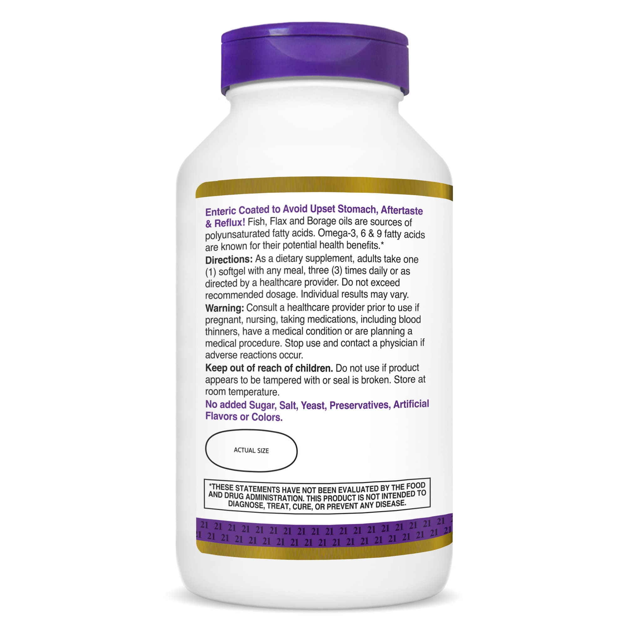 Buy now 21st Century Triple Omega Complex 3 6 9 Enteric Coated Softgels, 180 Count Bottle (22875) at indiglob india