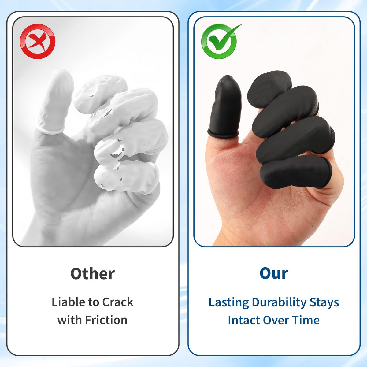 100 Pcs Disposable Silicone Finger Cots & Protectors – Non-Allergenic Black Finger Gloves Fingertips for Beauty, Manicure, Massage & Industrial Use