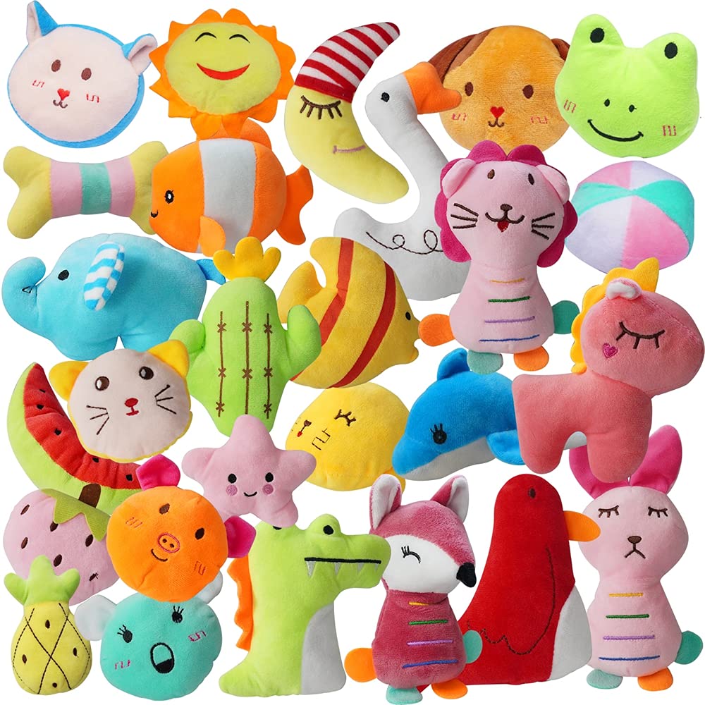 27 Pack Puppy Squeaky Toy Cute Bulk Plush for Small Dogs