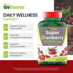 tnvitamins Cranberry Pills for Women & Men - 90 Capsules | Supports Urinary Tract Health* | Cranberry Concentrate Supplement | Bladder & Kidney Support* | Supports Women's Health* | Antioxidants