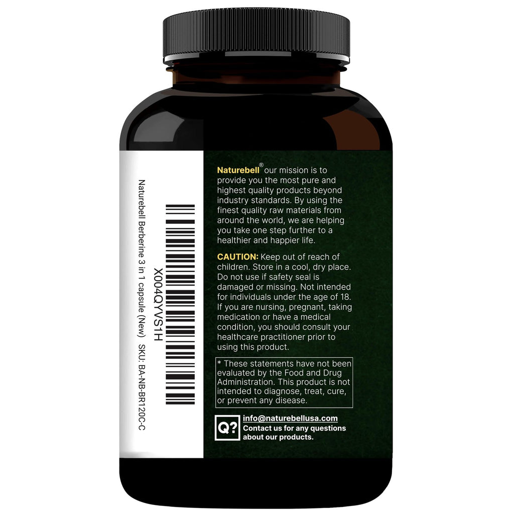 NatureBell Berberine Supplement 1,500mg with Ceylon Cinnamon & Turmeric Root, 240 Veggie Capsules | 97% Pure Berberine HCL | Supports Balanced Sugar Levels & Heart Health | Vegan, Non-GMO