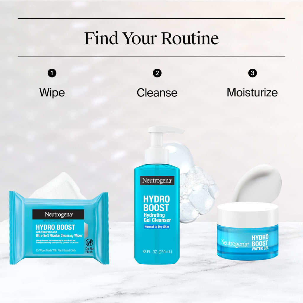 Neutrogena Hydro Boost Hydrating Face Wash & Makeup Remover, 7.8 fl. oz | Gentle Facial Cleanser Gel, With Hyaluronic Acid, Locks in Moisture, Hypoallergenic, Oil-Free, Soap-Free
