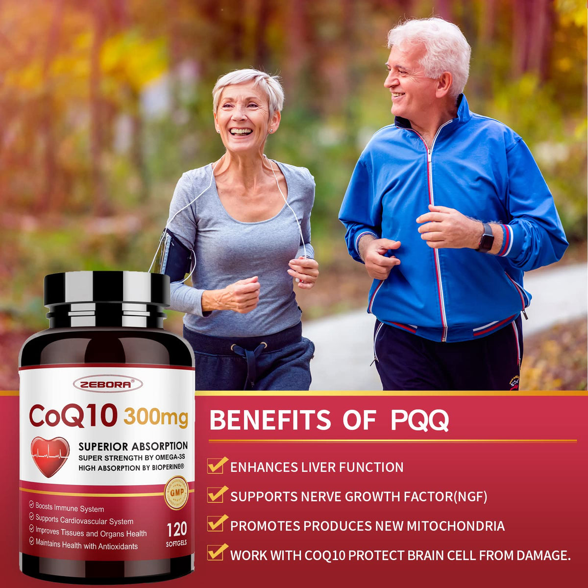 ZEBORA CoQ10 300mg Softgels, 120 Servings