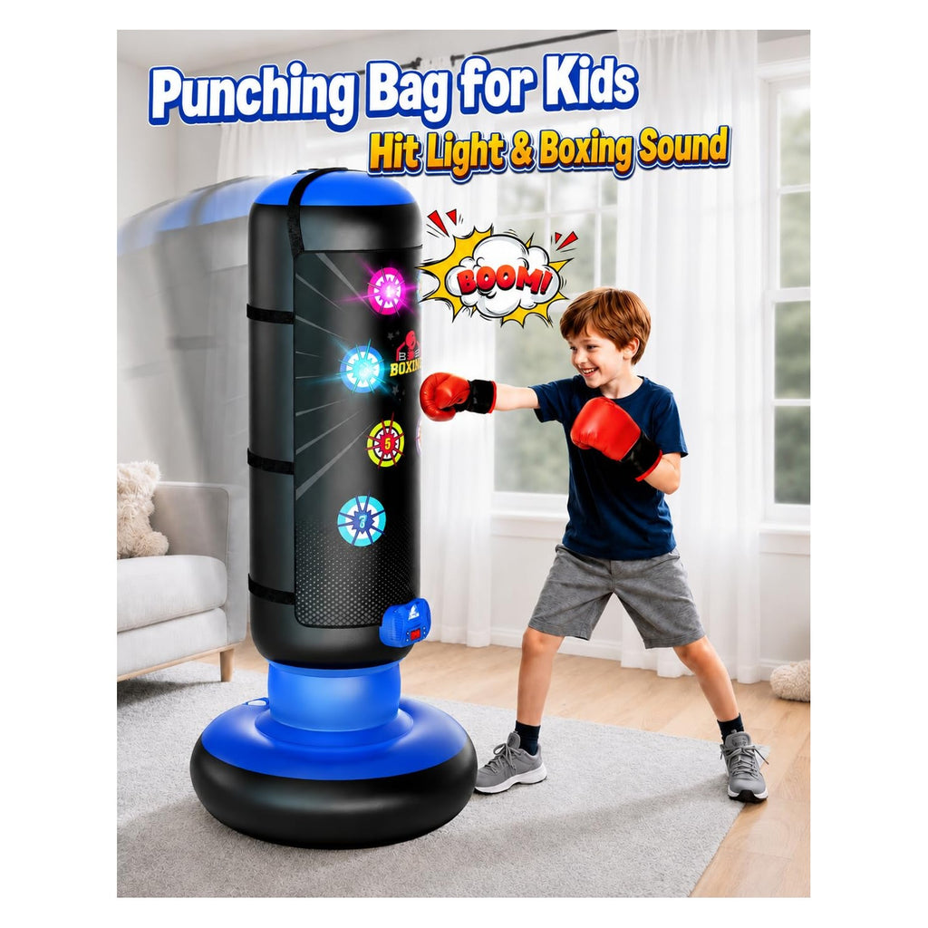 HopeRock Punching Bag for Kids,Boxing Set with Scoring, Light, Music