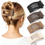 4 PCS Large Flat Hair Clips for Women Girls, French Concord Lay Down Claw Clips for Thick Thin Hair, Comfortable Curved Flat Clip, Leopard Print Stylish Strong Hold Hair Accessories, Tortoise