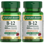 Nature's Bounty Vitamin B-12 Quick Dissolve Tablets, 1000mcg, Aids in the Conversion of Food into Cellular Energy, Cherry Flavor, 60ct