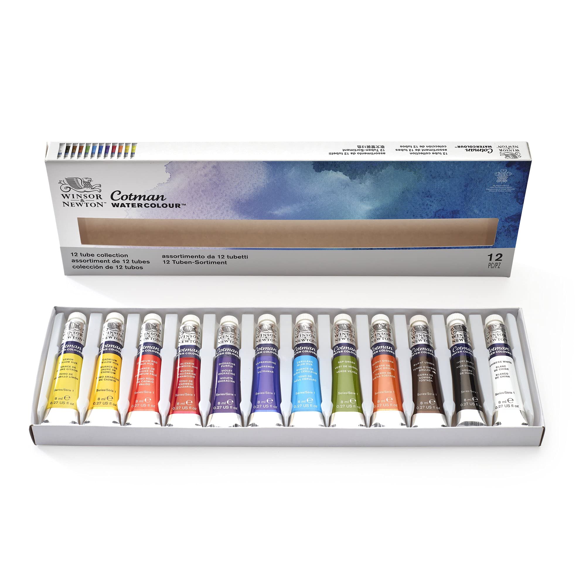 Buy now Winsor & Newton Cotman Watercolor Paint Set, Field Pocket Set, 12 Half Pan w/ Brush, Sponge, Bottle 12 Tube Set 8ml at indiglob india